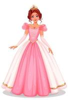 schöne Prinzessin, die im schönen langen rosa Kleid steht