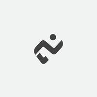 Laufen Sie Logodesign moderner kreativer Ikonenbuchstabe vektor