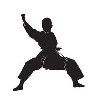 Junge männliche Karate-Kata-Vektorsilhouette in Uniform namens Keikogi oder Dogi vektor