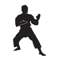 Junge männliche Karate-Kata-Kampfkünste, die eine einheitliche Vektorsilhouette tragen vektor