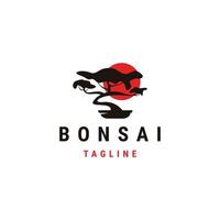 bonsai logotyp design mall platt vektor illustration