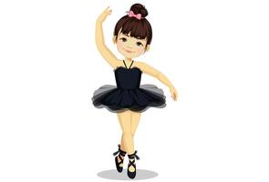 süßes kleines Ballerina-Mädchen im schwarzen Tutu-Kleid vektor