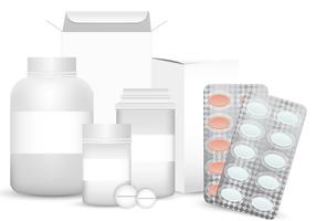 Vector Blank Set aus Kunststoff Verpackung Pille Box