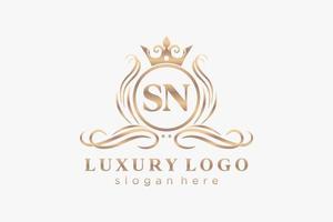 Initial sn Letter Royal Luxury Logo Vorlage in Vektorgrafiken für Restaurant, Lizenzgebühren, Boutique, Café, Hotel, heraldisch, Schmuck, Mode und andere Vektorillustrationen. vektor