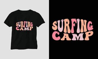 surfing läger - surfing häftig t-shirt design retro stil vektor