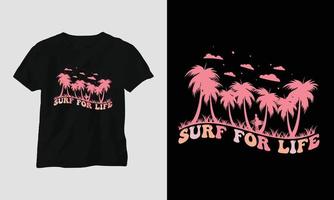 surfa för liv - surfing häftig t-shirt design retro stil vektor