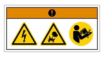 varning elektrisk chock fara symbol tecken på vit bakgrund vektor