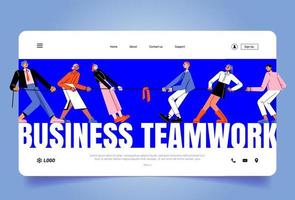 business teamwork banner mit personenzugseil vektor