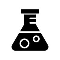 konisk flaska svart glyf ikon. vetenskaplig experimentera. medicinsk testa. laboratorium glas. kemisk reaktion. silhuett symbol på vit Plats. fast piktogram. vektor isolerat illustration