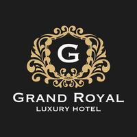 vektorillustration logo grand royal luxus hotel vintage design vektor