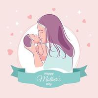 muttertags-social-media-banner mit mutter, die baby in den armen hält vektor