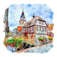 hessen deutschland aquarell skizze handgezeichnete illustration vektor