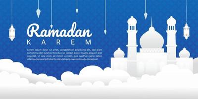 islamic arabicum blå lyx bakgrund med moské vektor