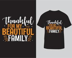 tacksam för min skön familj tacksägelse tshirt design proffs ladda ner vektor