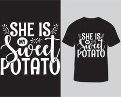 hon är min ljuv potatis grafisk tshirt design proffs ladda ner vektor