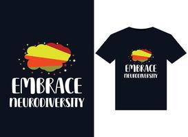 Umfassen Sie Neurodiversitätsillustrationen für druckfertige T-Shirt-Designs vektor