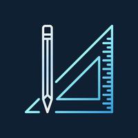 triangel linjal med penna vektor översikt färgrik ikon eller logotyp