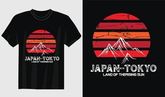 tokyo landa de stigande Sol typografi vektor illustration t skjorta premie