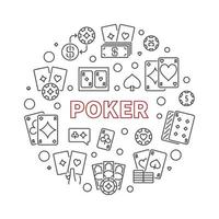 poker kort spel runda vektor begrepp linje illustration