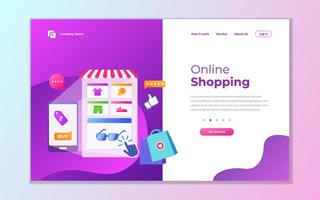 moderne lila mobile Online-Shopping-Landingpage vektor