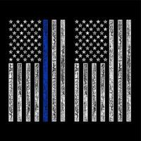 grunge USA polis flagga med tunn blå linje vektor design
