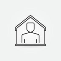 Mann im Haus Symbol Leitung - Vektor Stay Home Konzept Symbol