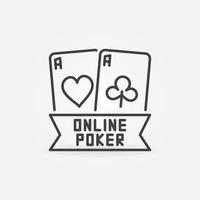 Symbol für den Vektorumriss des Online-Poker-Konzepts. Paar Asse Symbol vektor