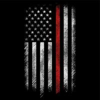 grunge USA brandmän flagga med tunn röd linje vektor design