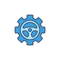 styrning hjul inuti kugghjul blå ikon - vektor tecken