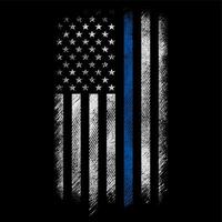 grunge USA polis flagga med tunn blå linje vektor design