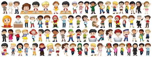 Kinder verschiedener Nationalitäten auf weißem Hintergrund vektor