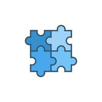 vier Puzzleteile Vektorkonzept blaues Symbol vektor