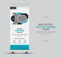 Immobilien zum Verkauf oder zur Miete drucken Rollup-Display Aufsteller für Werbezwecke vektor