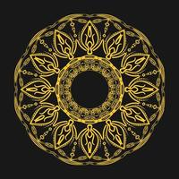 lyx gyllene dekorativ mandala design bakgrund i svart Färg vektor