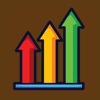 wachsendes Diagrammsymbol, Vektor isoliert flaches Stilsymbol. buntes Wachstumssymbol