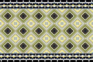 aztekisches stoffmuster textur design. gelb schwarz blau textilfliesenboden, teppich, kissenbezug. Stammes-nahtloses Mosaik. vektor