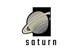 årgång retro saturn planet symbol för Plats vetenskap logotyp design vektor
