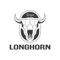 Retro-Texas-Longhorn-Kuh, Western Country Country Cow Farm Label-Logo-Design. cooles Design-Vektorsymbol vektor