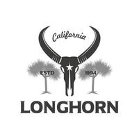 årgång retro texas longhorn ko , Västra Land Land ko bruka märka logotyp design. Häftigt design vektor symbol