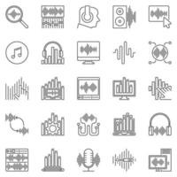 Sounddesign-Gliederungssymbole festgelegt. Musik- und Audiovektorzeichen vektor