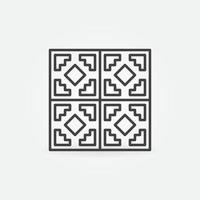 keramisk bricka med geometrisk textur översikt vektor ikon