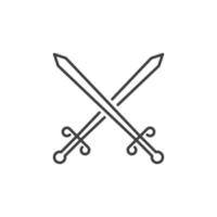 två korsade svärd vektor ikon i tunn linje stil
