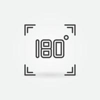180 grader i fyrkant översikt ikon - vektor vinkel linje symbol