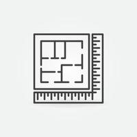 Hausplan mit Lineal Vektor Architektur Symbol Leitung