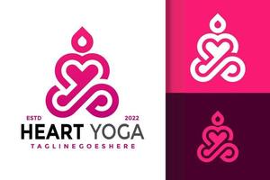 Balance-Herz-Yoga-Logo-Design, Markenidentitäts-Logos-Vektor, modernes Logo, Logo-Designs-Vektor-Illustrationsvorlage vektor