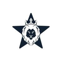 lejon huvud stjärna form logotyp design. vild lejon huvud grafisk illustration. vektor