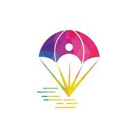 Fallschirm-Logo-Design. Symbol für den Luftballon der Lieferung. Vektorsymbol für Unternehmen. vektor