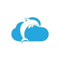 delfin moln vektor logotyp design. delfin och moln ikon enkel tecken.