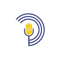 Podcast-Logo-Design. Studio-Tischmikrofon mit Broadcast-Icon-Design. vektor