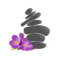 rock balance und blumenlogo vektor